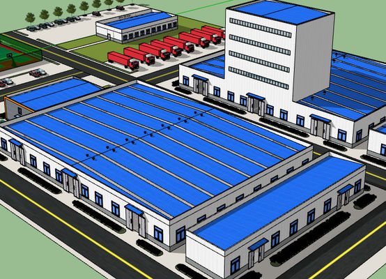 OEM ODM Bangunan Baja Prefabrikasi Bangunan Struktur Baja Tahan Api 2 Lantai
