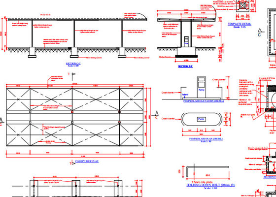 SPBU ODM Gudang Rangka Baja Bangunan Industri Prefab ISO9001