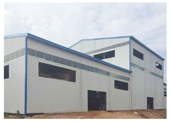 54m * 20m Konstruksi Bengkel Baja Prefabrikasi Rumah Rangka Baja Prefab GB