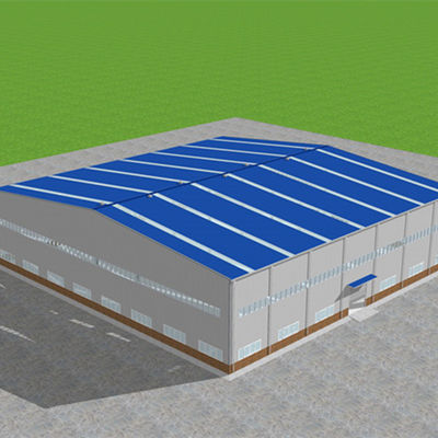50m * 50m Bengkel Pengolahan Struktur Baja Industri Prefabrikasi Bangunan