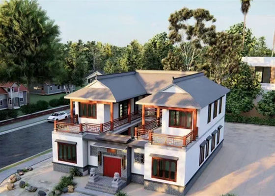 Rumah Struktur Baja Ringan Prefabrikasi Vila Baja Ringan Galvanis