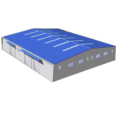 Gudang Prefabrikasi Dengan Panel Sandwich / Rana Rol Dinding Lembaran Baja / Ayunan / Pintu Geser