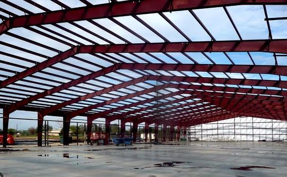 Portal Struktur Struktur Baja Lokakarya untuk Pabrik Pengolahan Dengan Pintu Terguling / Pintu Geser